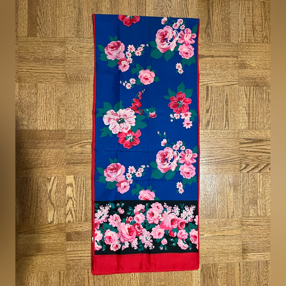 🌸 Vibrant Floral Scarf with Pink and Green (3 for $25)